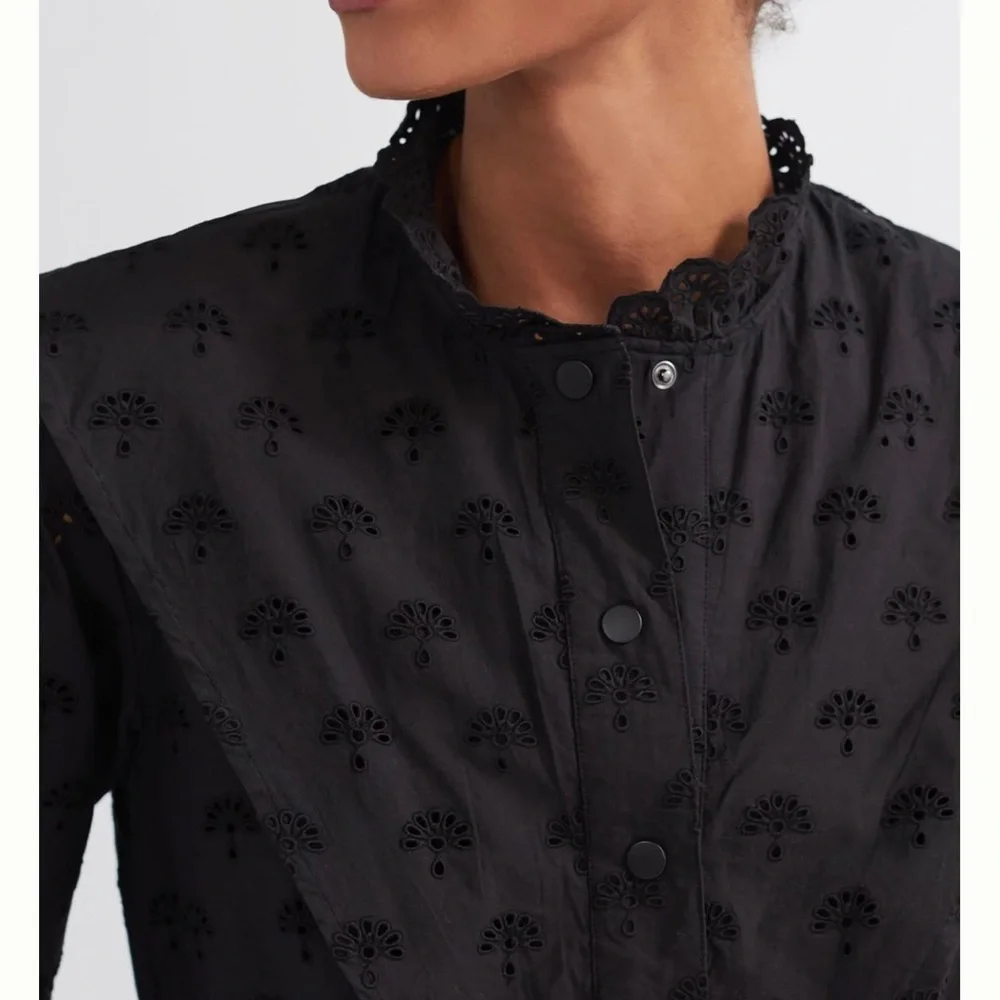 Anthropologie Scotch & Soda Eyelet Buttondown size S color Black - Picture 3 of 4